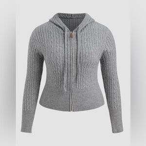 Cider Cable Knit Hooded Full Zip Sweater - NWT